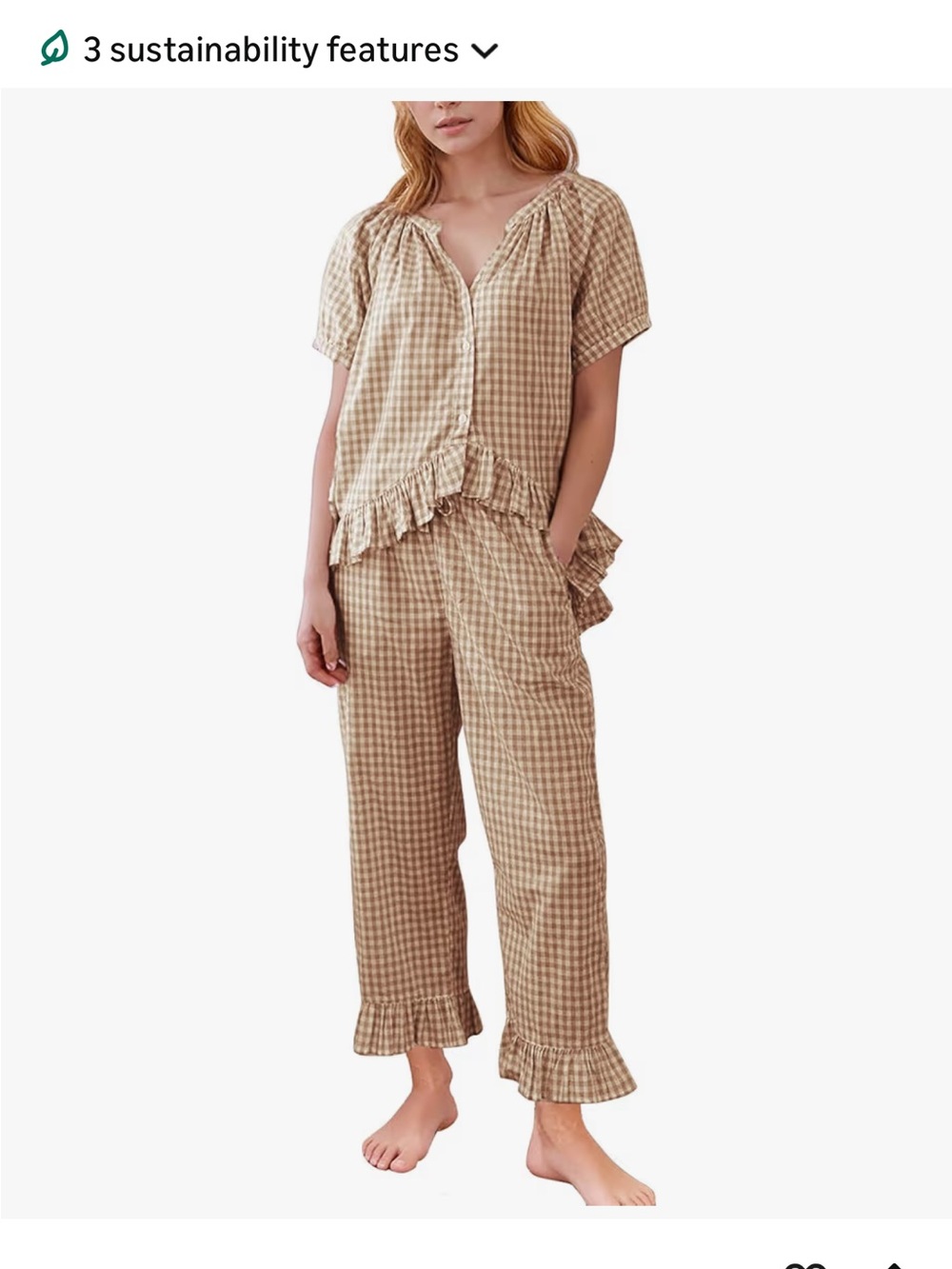 Gingham ruffle women’s pajamas